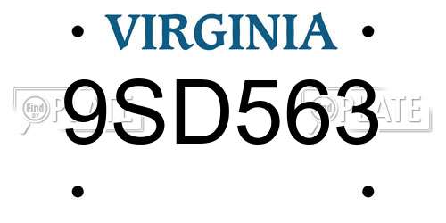 9SD563 Virginia License Plate