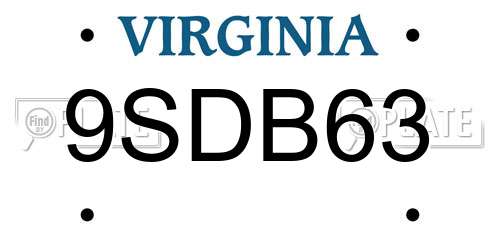 9SDB63 Virginia License Plate