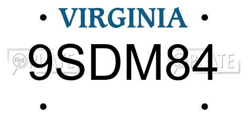9SDM84 Virginia License Plate