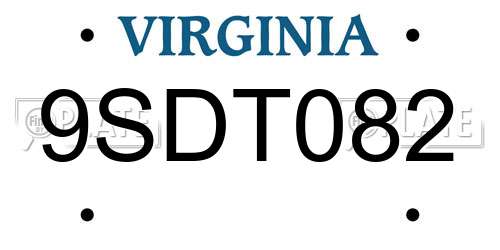 9SDT082 Virginia License Plate