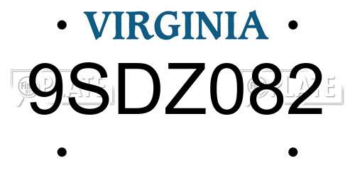 9SDZ082 Virginia License Plate