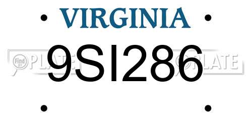 9SI286 Virginia License Plate