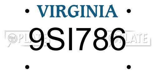 9SI786 Virginia License Plate