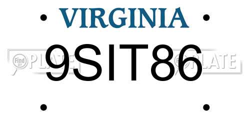 9SIT86 Virginia License Plate