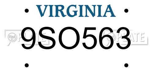 9SO563 Virginia License Plate