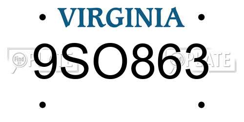 9SO863 Virginia License Plate