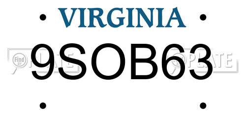 9SOB63 Virginia License Plate