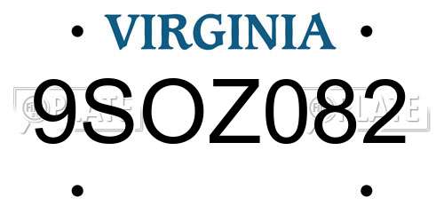 9SOZ082 Virginia License Plate