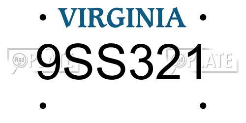 9SS321 Virginia License Plate