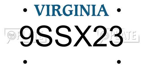 9SSX23 Virginia License Plate