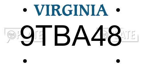 9TBA48 Virginia License Plate