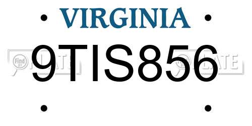 9TIS856 Virginia License Plate