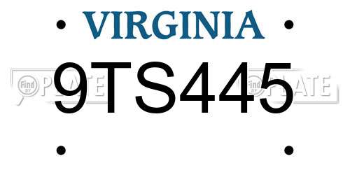 9TS445 Virginia License Plate