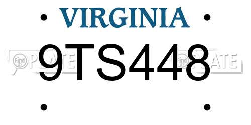 9TS448 Virginia License Plate