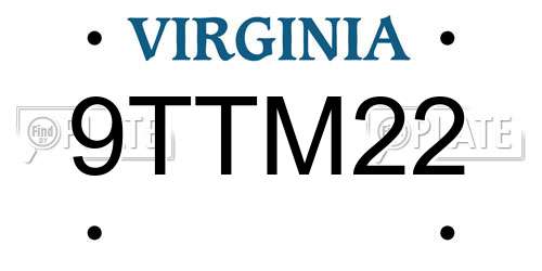 9TTM22 Virginia License Plate