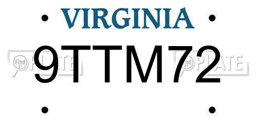 9TTM72 Virginia License Plate