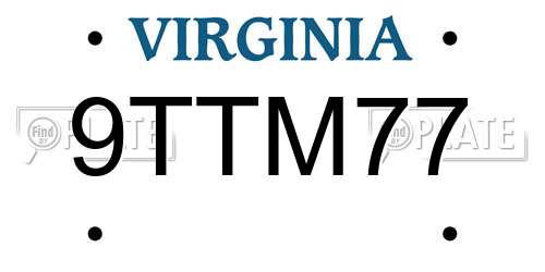 9TTM77 Virginia License Plate