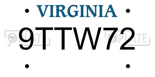 9TTW72 Virginia License Plate