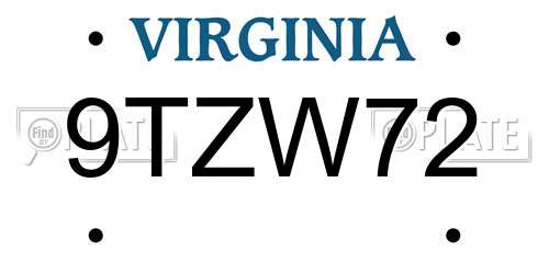 9TZW72 Virginia License Plate