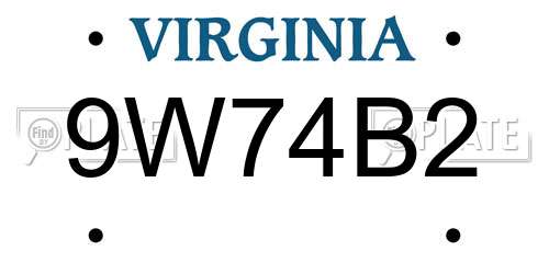 9W74B2 Virginia License Plate