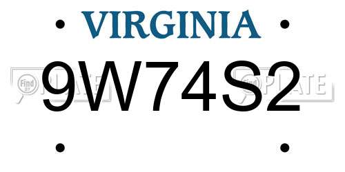 9W74S2 Virginia License Plate