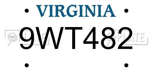 9WT482 Virginia License Plate