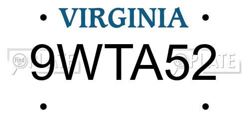 9WTA52 Virginia License Plate