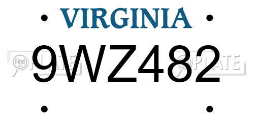 9WZ482 Virginia License Plate