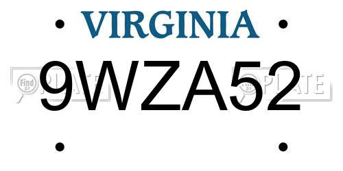 9WZA52 Virginia License Plate