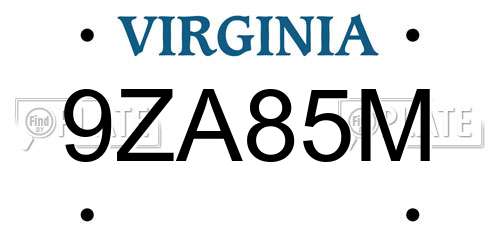 9ZA85M Virginia License Plate