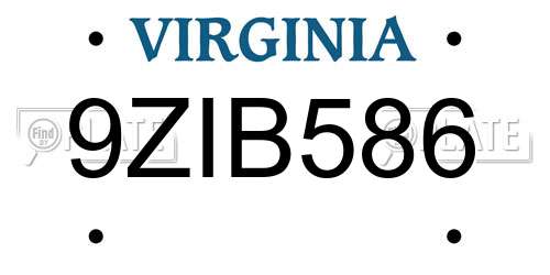 9ZIB586 Virginia License Plate