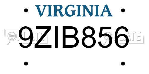 9ZIB856 Virginia License Plate