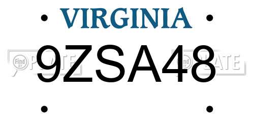 9ZSA48 Virginia License Plate