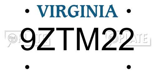 9ZTM22 Virginia License Plate