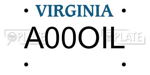 A00OIL Virginia License Plate