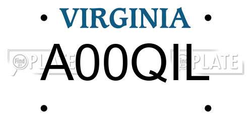 A00QIL Virginia License Plate
