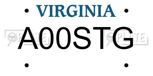 A00STG Virginia License Plate