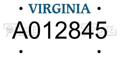 A012845 Virginia License Plate