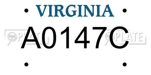 A0147C Virginia License Plate