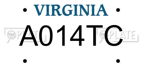 A014TC Virginia License Plate