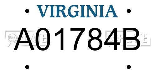 A01784B Virginia License Plate