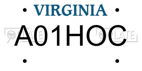 A01HOC Virginia License Plate