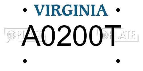 A0200T Virginia License Plate