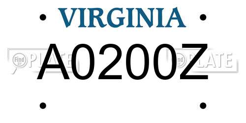 A0200Z Virginia License Plate