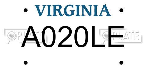 A020LE Virginia License Plate