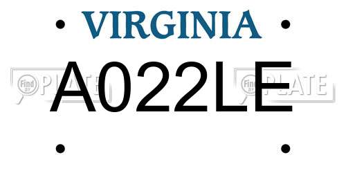 A022LE Virginia License Plate