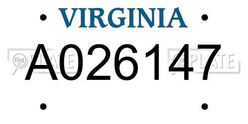 A026147 Virginia License Plate