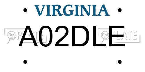 A02DLE Virginia License Plate