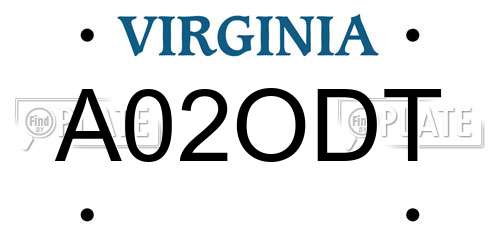 A02ODT Virginia License Plate
