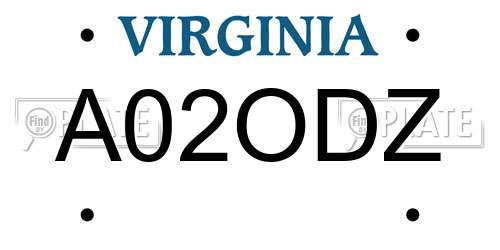 A02ODZ Virginia License Plate